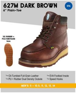 Cactus Men’s 627M 6” Dual Density Outsole Boots – Dk Brown